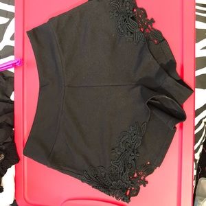Zinga black side lace shorts zipper back size S